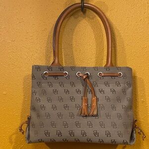 Dooney & Bourke Tassel Tan and Brown Logo Shoulder Bag